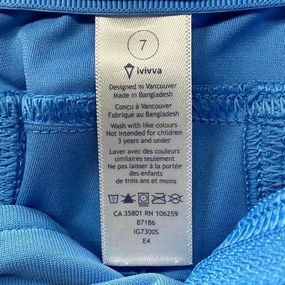 Ivivva Lululemon Girls Shorts 7 Blue Pockets Stretch Comfort‎ Casual